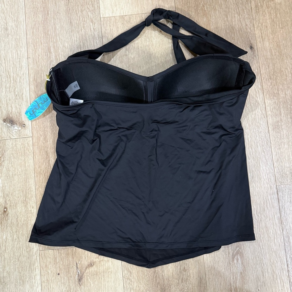 Black Halter One-Piece Swim Tankini Top - Picture 5 of 5